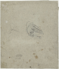 Studie van een linkerhand op een stoelleuning by Unknown Artist