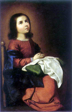 The Child Virgin Praying by Francisco de Zurbarán