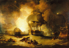 The Destruction of "L'Orient" at the Battle of the Nile, 1 August 1798 by George Arnald