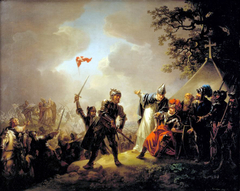 The Legend of the Danish Flag (the Dannebrog) Falling from the Heavens during the Battle of Lyndanise in Estonia in 1219 by Christian August Lorentzen