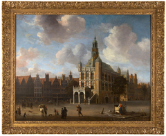 The market with the Waag in Deventer by Abraham Beerstraaten