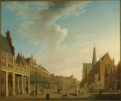 View of the Grote Markt, Haarlem, looking towards the Grote of St. Bavokerk by Isaac Ouwater