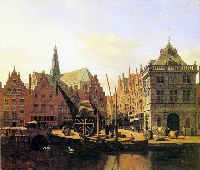 View of the Spaarne with the Waag and Crane, Haarlem