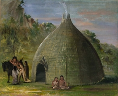 Wichita Lodge, Thatched with Prairie Grass by George Catlin