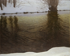 Winter Evening by a River by Gustaf Fjæstad