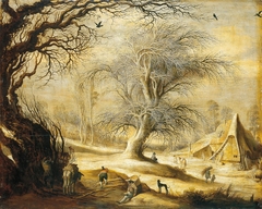 Winter Landscape with Woodcutters by Gijsbrecht Leytens