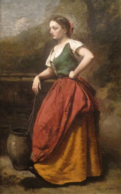 Young Woman at the Fountain by Jean-Baptiste-Camille Corot 1