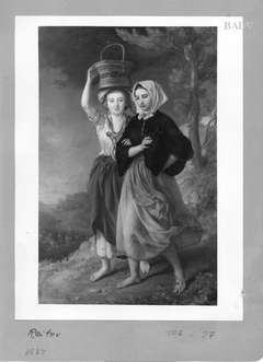 Zwei junge Mädchen by Johann Baptist Reiter