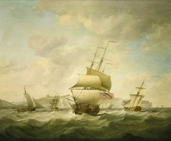 A Merchantman and a Royal Yacht Beating to Windward off Dover by Charles Brooking