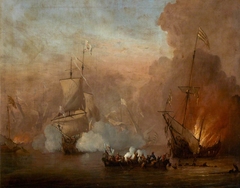 A Naval Engagement between an English Ship and Barbary Ships by Peter Monamy