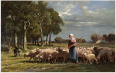 A Shepherdess near a Wood, Barbizon by Charles Jacque