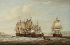 Admiral Sir George Brydges Rodney, 1st Baron Rodney (1719-1792) with French Captive Ships after the Battle of the Saints, 12 April 1782 by Dominic Serres