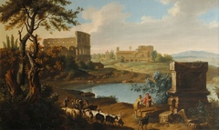 An Italian Landscape by Johann Heinrich Müntz