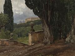 Ansicht der Villa Falconieri bei Rom by Carl Saltzmann