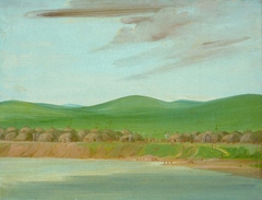 Arikara Village of Earth-Covered lodges, 1600 Miles above St. Louis by George Catlin