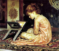 At A Reading Desk by Frederic Leighton