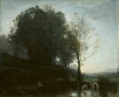 Bathing Nymphs and Child by Jean-Baptiste-Camille Corot