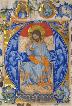 Bifolium with Christ in Majesty in an Initial A, from an Antiphonary by Anonymous