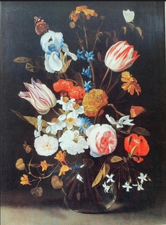 Bouquet in a glass vase by Jan Philip van Thielen