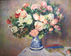 Bouquet of Chrysanthemums and a Japanese Fan by Auguste Renoir