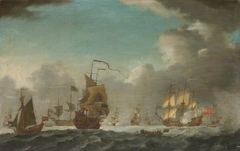 British Men o' War in a Breeze by Dutch School