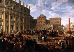 Charles of Bourbon Visiting St Peter's Basilica by Giovanni Paolo Panini