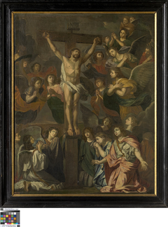 Christ on the cross surrounded by angels