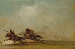 Comanche Warrior Lancing an Osage, at Full Speed by George Catlin