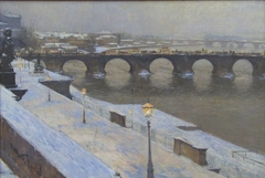 Die Augustusbrücke zu Dresden im Schnee by Gotthardt Kuehl