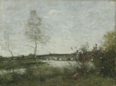 Distant View of Corbeil, Morning by Jean-Baptiste-Camille Corot