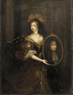 Double portrait of Henriette Stuart (1644-1670), holding a portrait of her husband Philippe d' Orleans (1640-1701)