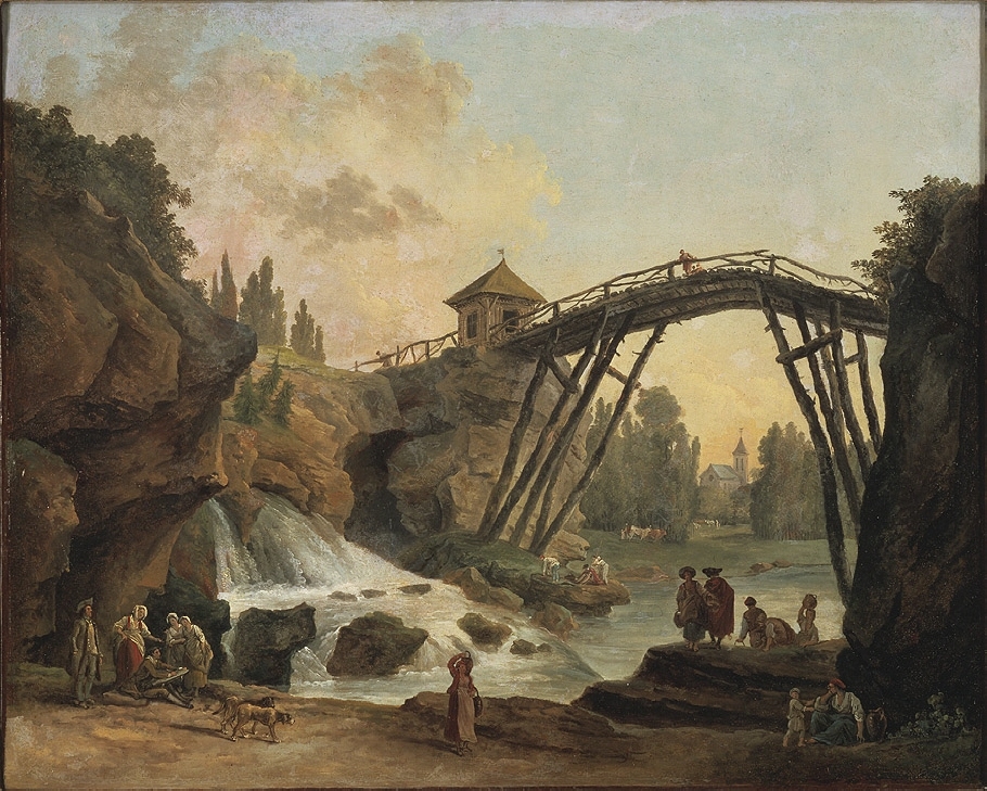 Draughtsman Drawing the Wooden Bridge in the Park of Méréville