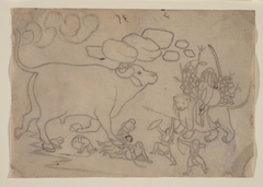 Durga Confronts the Buffalo Demon Mahisha: Scene from the Devi Mahatmya
