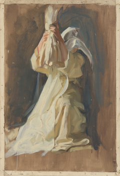 Figure study of nun, for The Infancy of Galahad, in The Quest and Achievement of the Holy Grail, Book Delivery Room, Boston Public Library by Edwin Austin Abbey