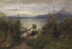 Fischerboote bei Frauenchiemsee by Josef Wopfner