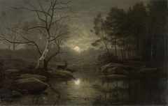 Forest Landscape in the Moonlight by Georg Eduard Otto Saal