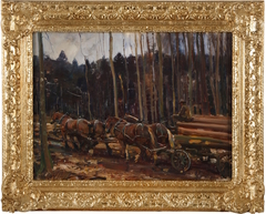 Four-Horse Team in the Forest by Alfred Munnings