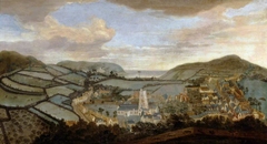 Four Views from Dunster Castle: the Village of Dunster, with the Church in the centre, looking North West towards the Sea; Minehead in the distance