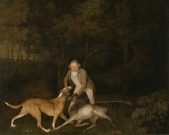 Freeman, the Earl of Clarendon's gamekeeper, with a dying doe and hound by George Stubbs