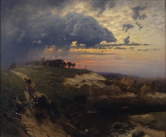 Freight of Timber. Landscape with Lightning by Oskar Hoffmann