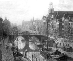 Gezicht op de Oudegracht te Utrecht by Johan Coenraad Ulrich Legner