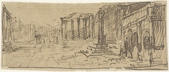 Gezicht op klassieke architectuur te Rome (?) by Thomas Cool
