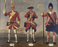 Grenadiers, 40th Regiment of Foot, and Privates, 41st Invalids Regiment and 42nd Highland Regiment, 1751 by David Morier
