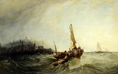 Harbour Scene (Fishing Boats in a Storm) by attributed to Sir Augustus Wall Callcott