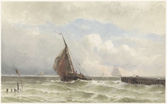 Haven van Vlissingen, met inkomende zeilschip by jonkheer Jacob Eduard van Heemskerck van Beest