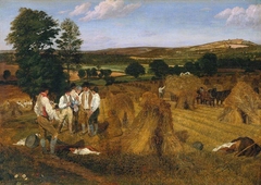 Hereford, Dynedor and the Malvern Hills, from the Haywood Lodge, Harvest Scene, Afternoon by George Robert Lewis