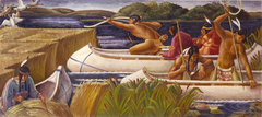 Indian Hunters and Rice Gatherers (Study for St. James, Minnesota Post Office Mural) by Margaret Martin