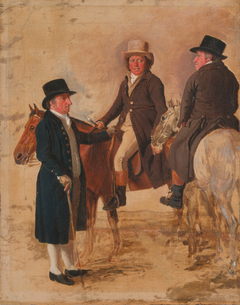 John Hilton, Judge of the Course at Newmarket; John Fuller, Clerk of the Course; and John Stevens, a Trainer by Benjamin Marshall