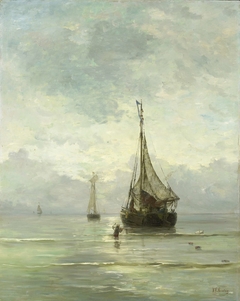 Kalme zee by Hendrik Willem Mesdag