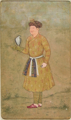 Khan ‘Alam, Mughal Emperor Jahangir’s Falconer and His Ambassador to Iran, with a Sparrow Hawk by Govardhan